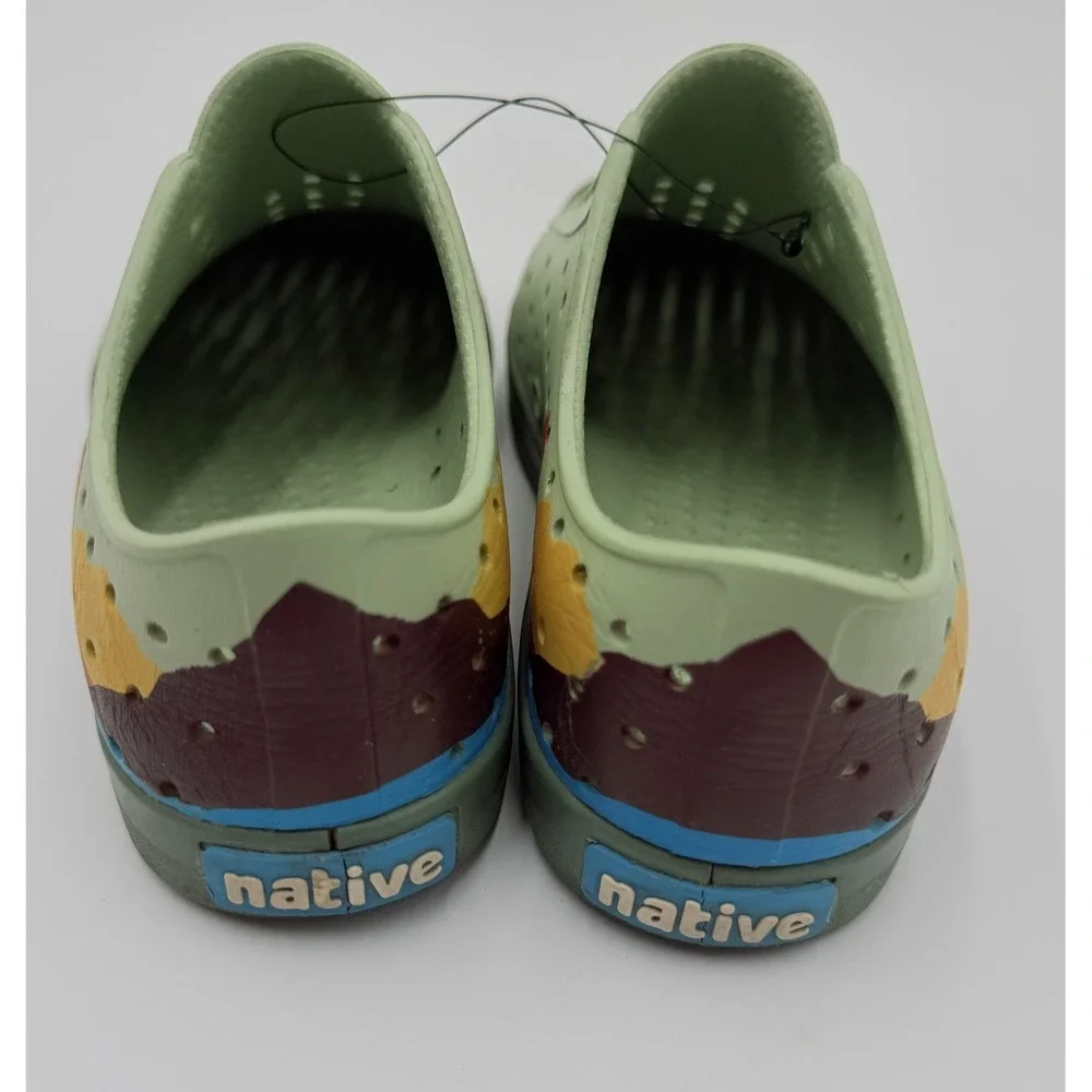 Native Youth Jefferson Slip On Shoes J1 Sage Green Mountain Perforated Kids